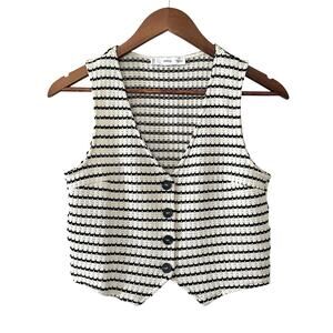 MANGO Striped Crochet Top, Women’s size XS, Boho Coastal Summer Festival Classic
